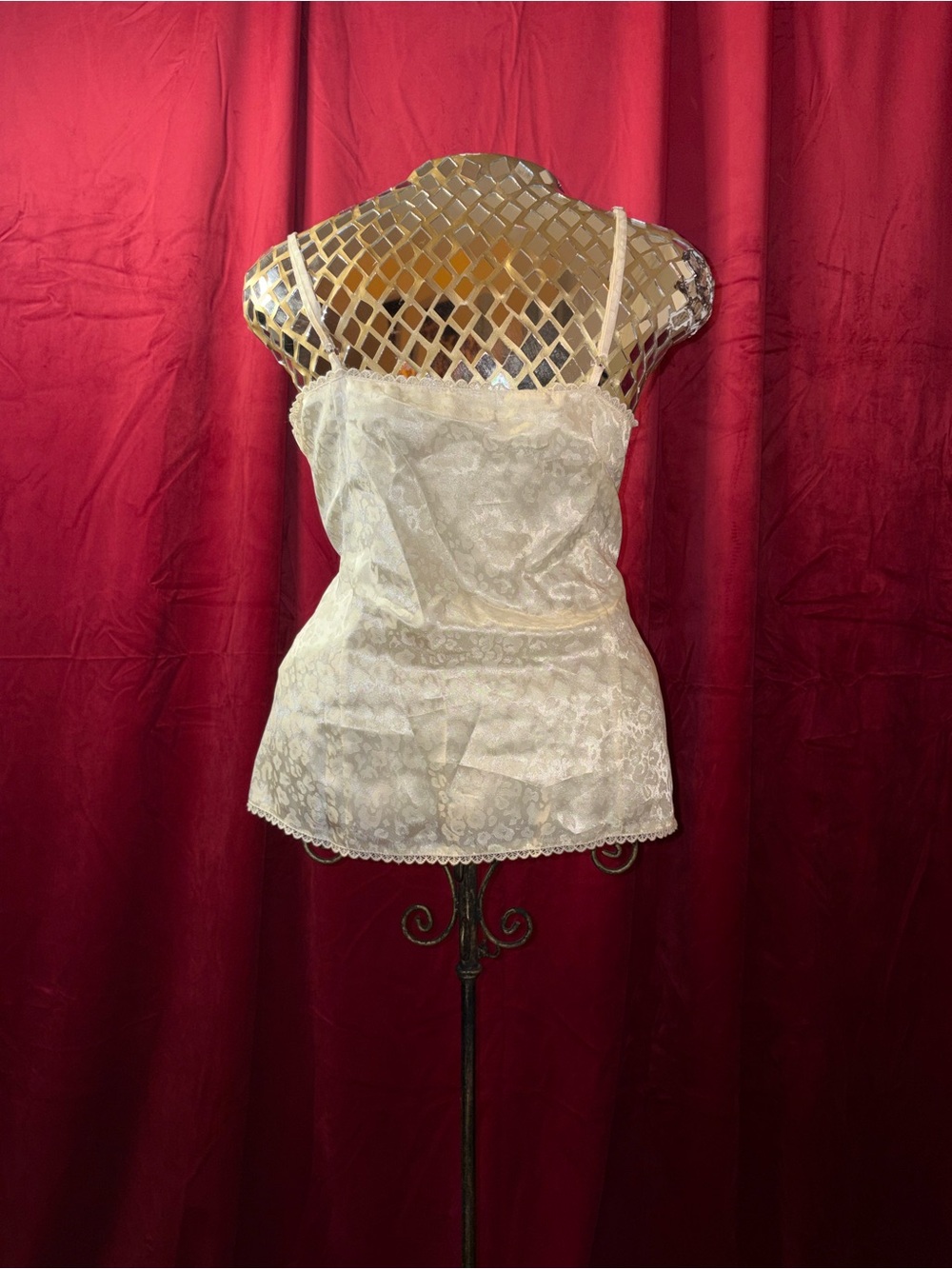2 PIECE SET Vintage Satin Bustier Camisole in Ivory - Women's Intimates - Picture 2 of 5